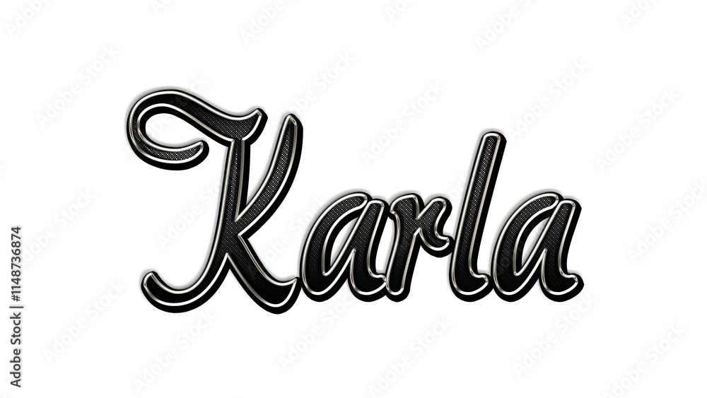 black metal 3d design of name Karla on white background. black metal 3d design of name Karla on white background.