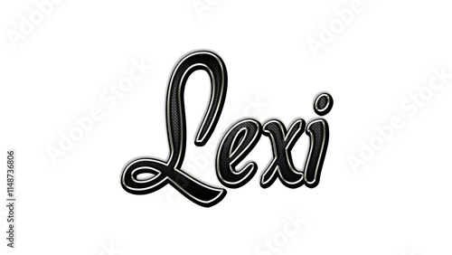 black metal 3d design of name Lexi on white background.