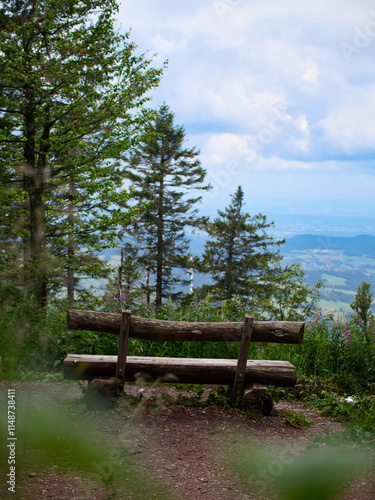 Mountainview with bench Freiburg Germany