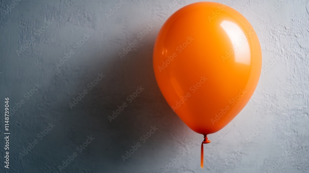 Single Orange Balloon Against a Gray Wall Single Orange Balloon Against a Gray Wall