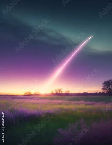 Beautiful wallpaper celestial sky, miracle comet fallen star view in the evening skyscape