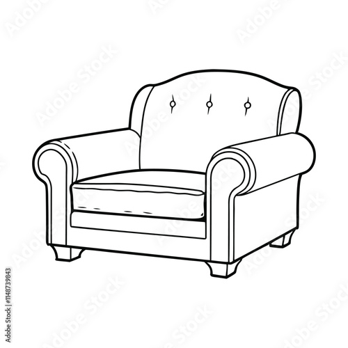 Black Line Armchair Vector Illustration