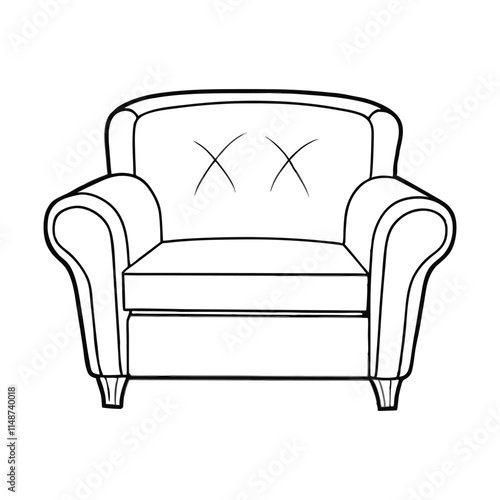 Black Line Armchair Vector Illustration