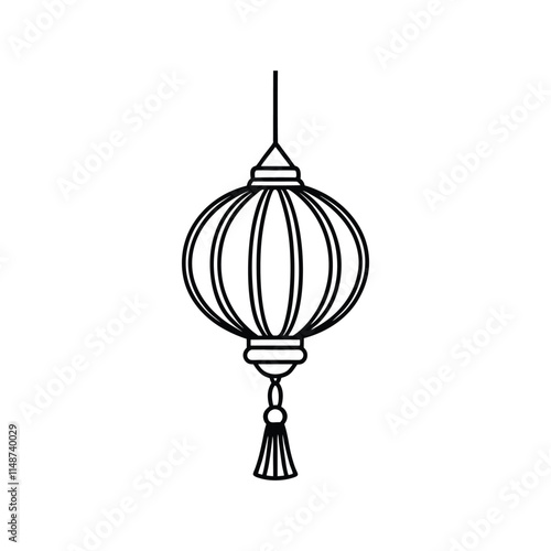 Elegant Traditional Chinese Lantern Vector for Festivals and Cultural Artworks photo