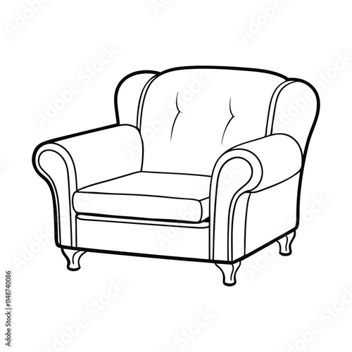 Black Line Armchair Vector Illustration