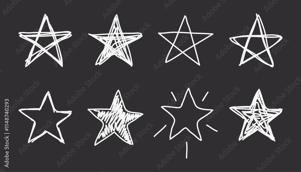 Hand drawn stars set. Doodle elements collection. Hand drawn stars set. Doodle elements collection.