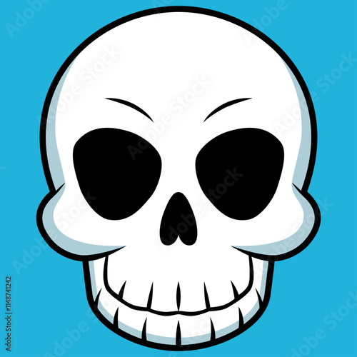 Kartoon-Totenkopf auf blauem Hintergrund