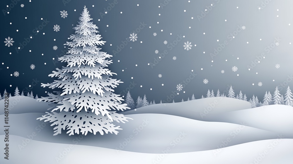 Snowy winter landscape with a frosty tree. Snowy winter landscape with a frosty tree.