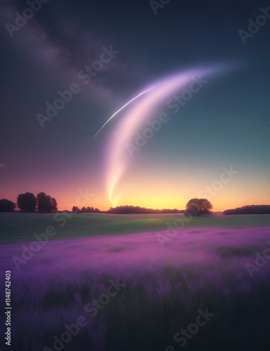 Celestial beauty and magic of space, pink colored landscape and miracle comet wallpaper