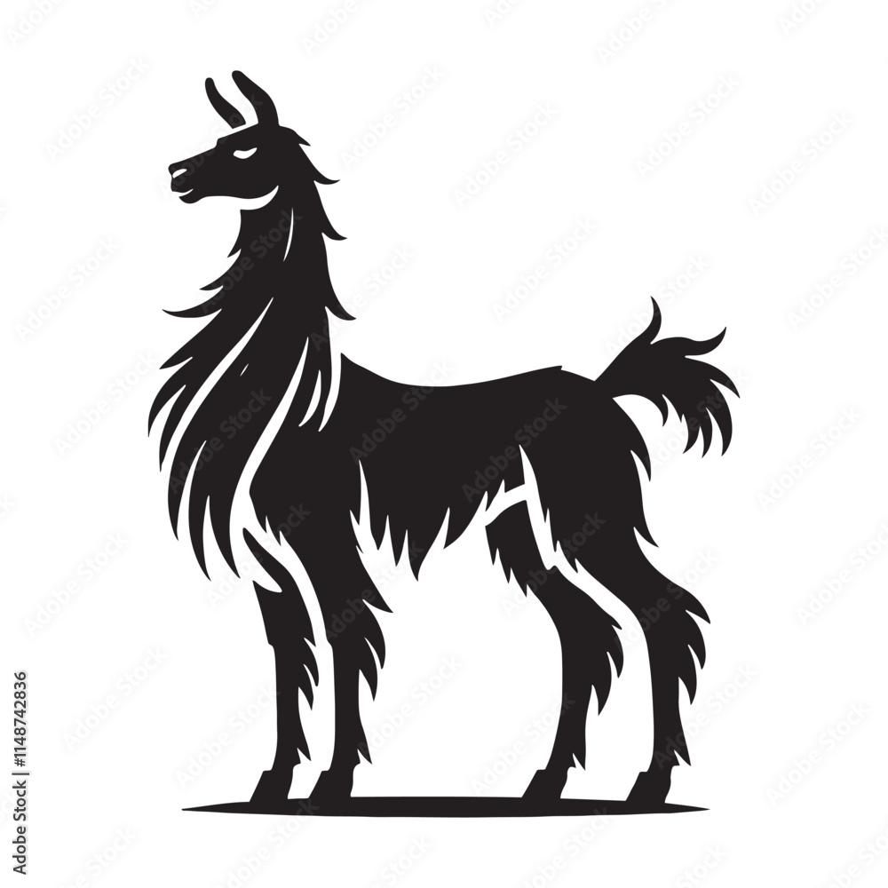 Detailed llama silhouette for digital art projects - Llama black vector
Detailed llama silhouette for digital art projects - Llama black vector