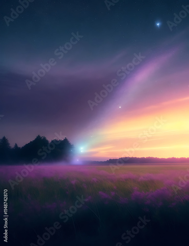 Celestial beauty and magic of space, pink colored landscape and miracle comet wallpaper