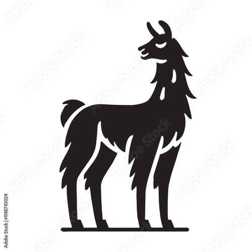 Minimalistic llama silhouette for media and print designs - Llama black vector
