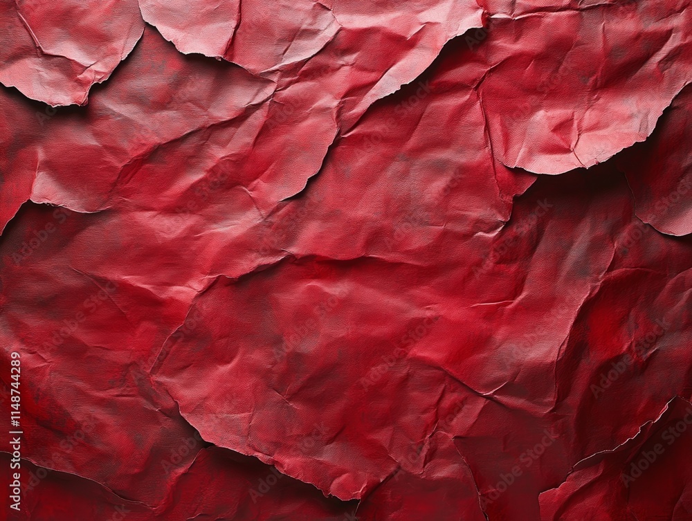 Textured red paper with crumpled effect. Textured red paper with crumpled effect.