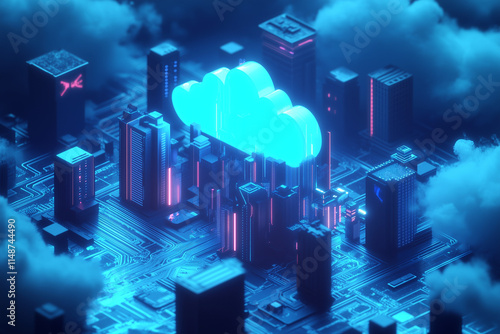 Illuminating Cloud Computing Future in Neon City photo