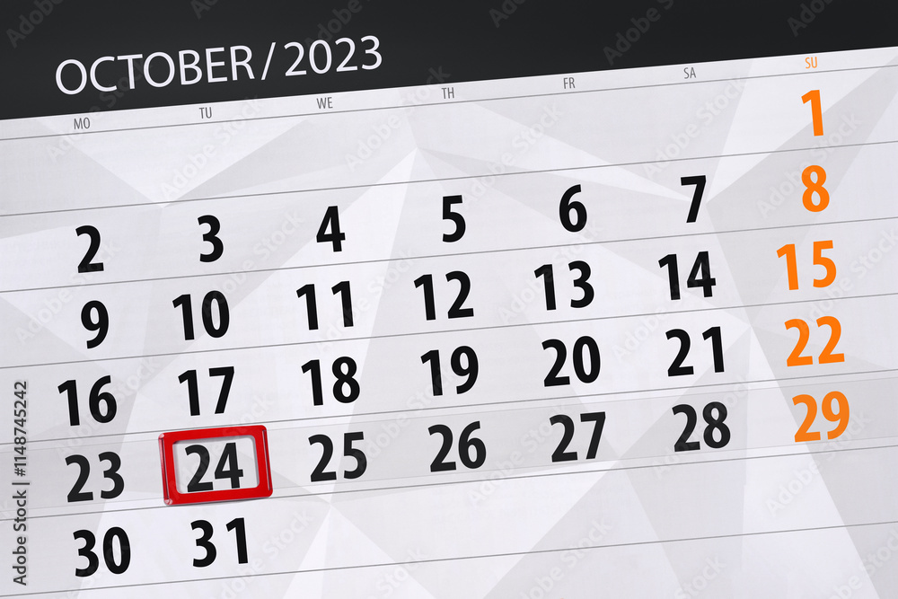 Obraz premium Calendar 2024, deadline, day, month, page, organizer, date, December, tuesday, number 24