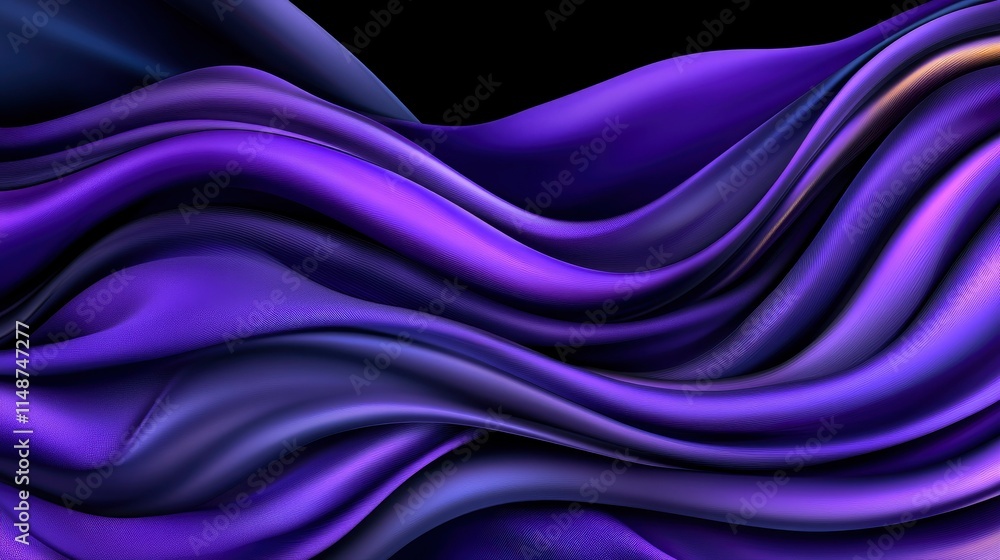 Fototapeta premium Abstract Purple and Violet Silk Drape, Elegant Flowing Fabric Texture Background