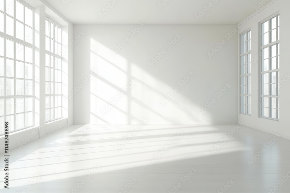 Fototapeta premium Contemporary minimalist Nordic living space Blank white room Scandinavian design