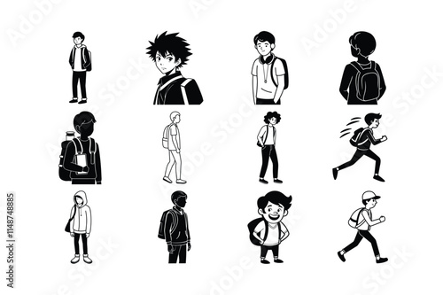 Unique Themes for Teenagers with Backpacks 12 Outline Vector Illustration Ideas