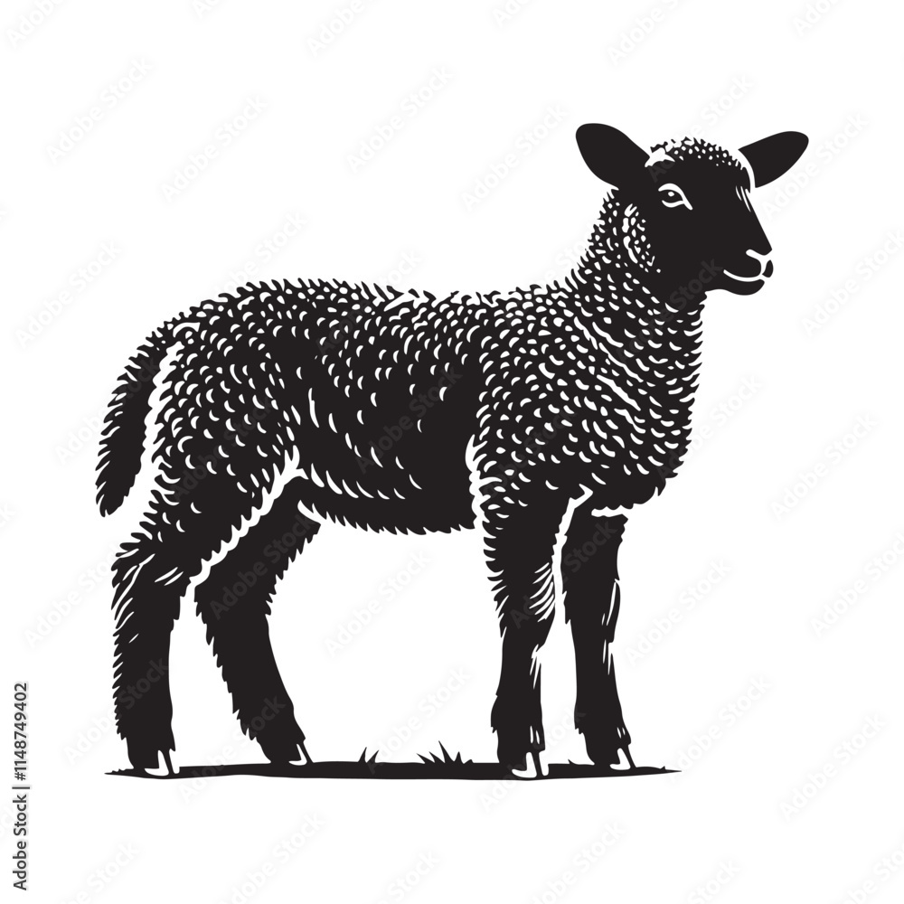 Fototapeta premium Captivating lamb silhouette for digital and print use - Lamb black vector 
