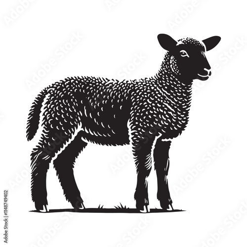 Captivating lamb silhouette for digital and print use - Lamb black vector
