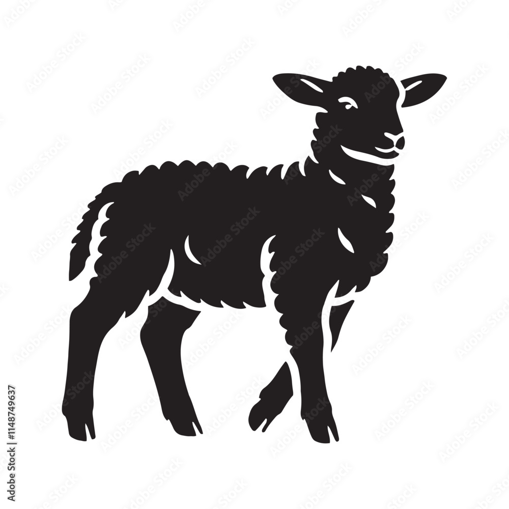 Fototapeta premium Majestic lamb silhouette for creative projects - Lamb black vector 
