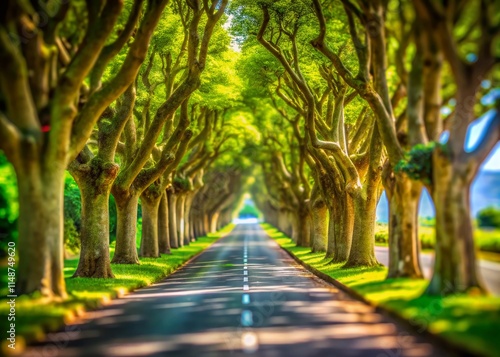 Azores Plane Tree Avenue: Tilt-Shift Miniature Landscape Photography