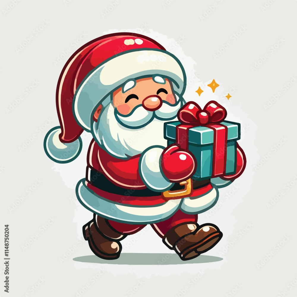 Obraz premium Christmas Santa Claus Isolated on white Background. Vector illustration. on white background