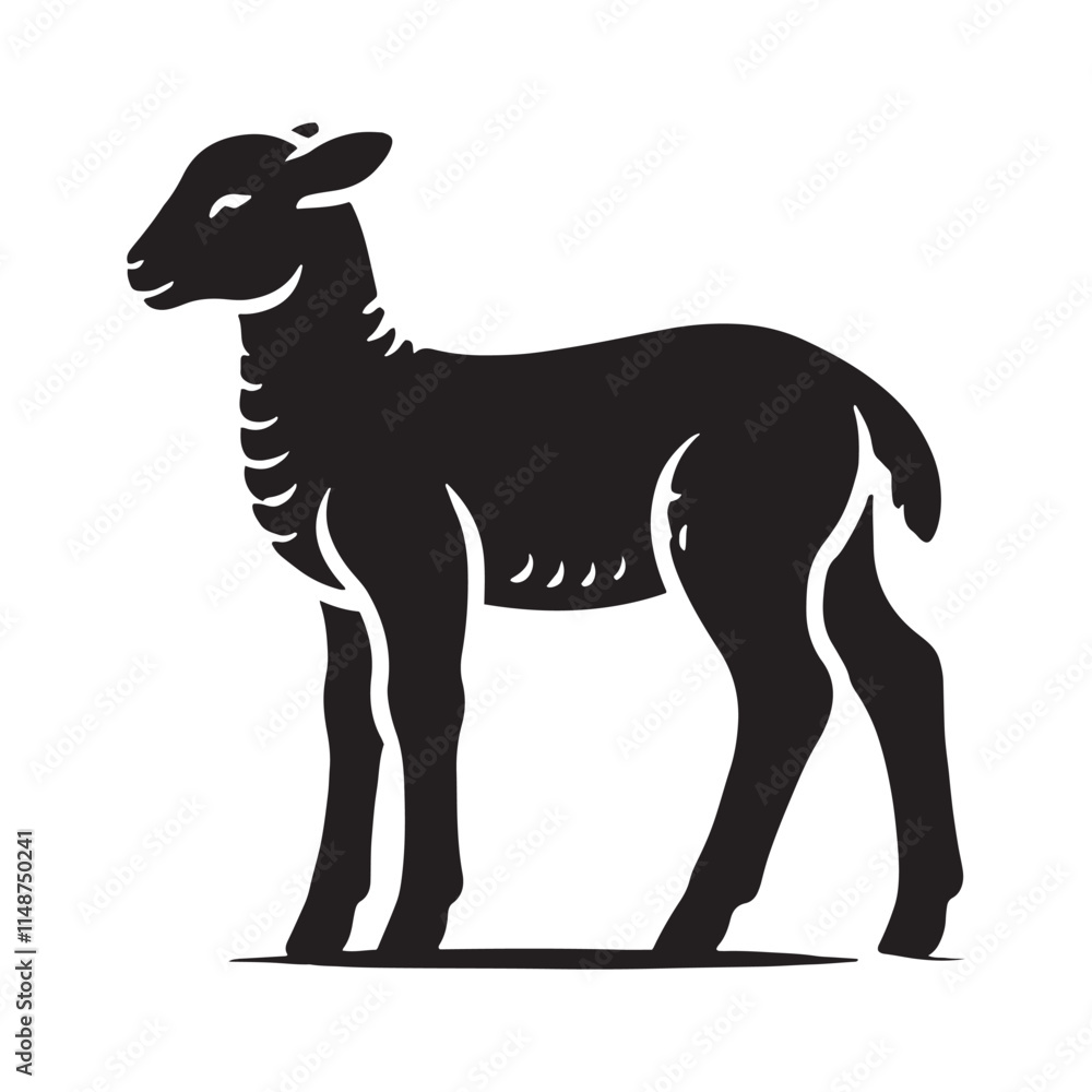 Obraz premium Lamb silhouette for digital art projects - Lamb black vector 