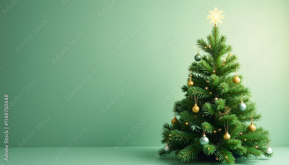 Green Christmas Tree with Shimmering Decorations Green Christmas Tree with Shimmering Decorations