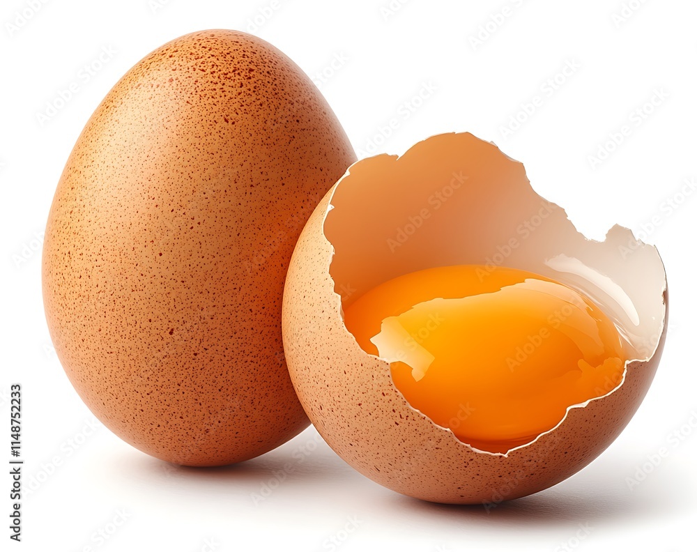 Brown Egg Broken Showing Yolk And Shell Brown Egg Broken Showing Yolk And Shell