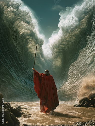 Moses Leading the Way: The Miraculous Parting of the Red Sea in Unwavering Faith