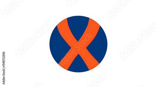 Free Download Abstract circular design with orange X on blue background - GFXLoad