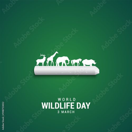 World Wildlife Day. Wildlife creative concept. Wildlife animal and earth. World Animal Day concept. photo