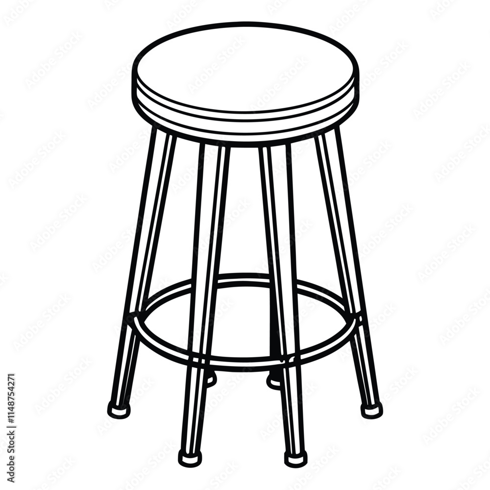Simple Bar Stool Outline Vector Illustration Simple Bar Stool Outline Vector Illustration