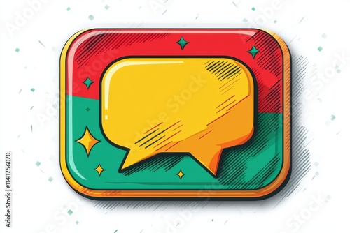 Colorful comic book speech bubble icon with pop art style photo