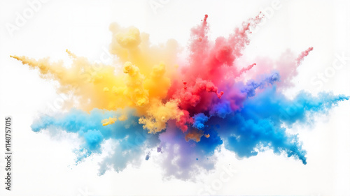 Burst of colorful powder on a white background photo