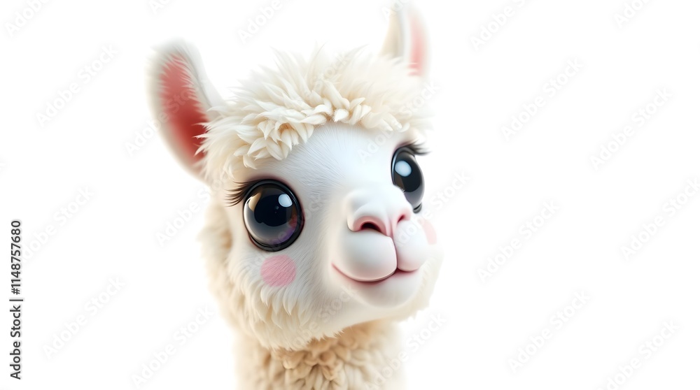 fluffy white alpaca with expressive eyes isolated for animal themed gift wrapping designs fluffy white alpaca with expressive eyes isolated for animal themed gift wrapping designs