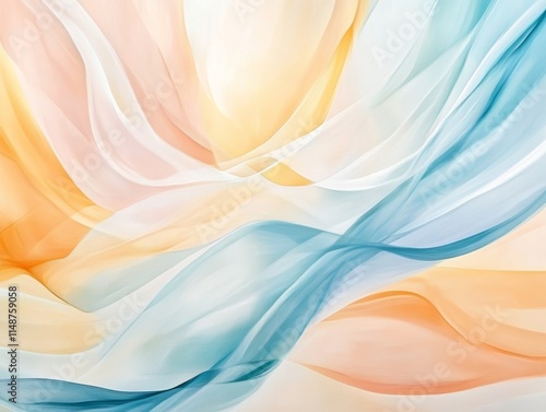 Abstract Pastel Wave Painting: Fluid Color and Light.