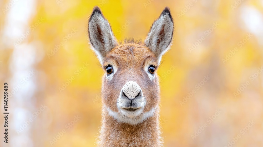 Close-up portrait of a kiang, a wild ass, against a blurred autumnal background. Close-up portrait of a kiang, a wild ass, against a blurred autumnal background.