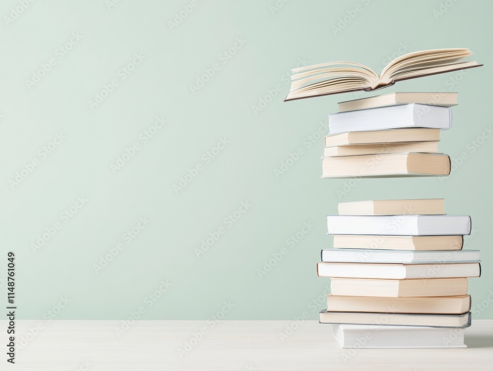 Pastel Minimalism Floating Books in Soft Natural Tones Symbolizing Education Reform Pastel Minimalism Floating Books in Soft Natural Tones Symbolizing Education Reform