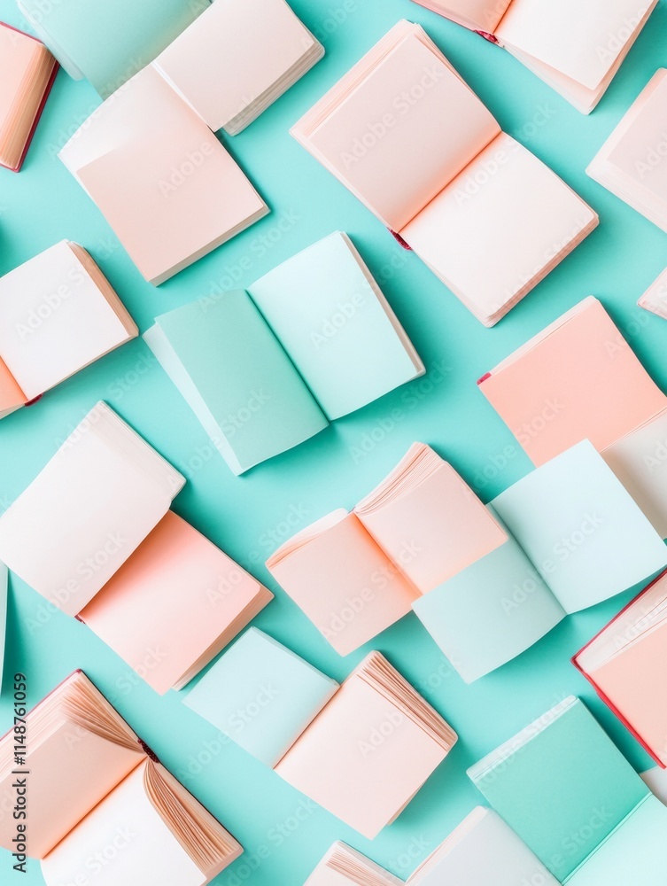 Abstract Minimalism with Open Books on Pastel Background Abstract Minimalism with Open Books on Pastel Background