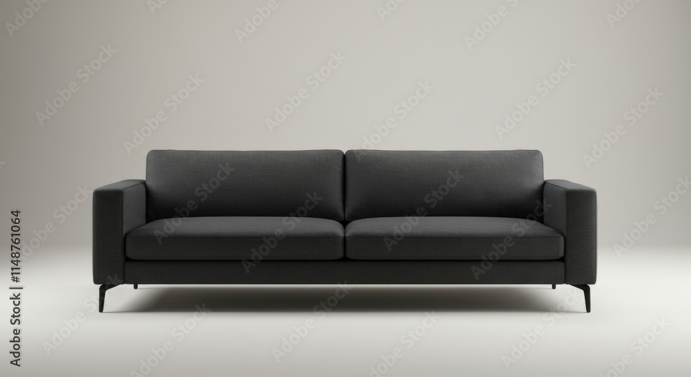 Obraz premium Modern Dark Gray Sofa, Front View
