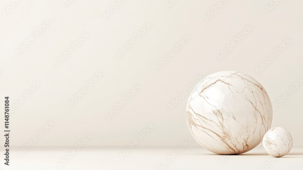 Stylish marble spheres in soft lighting on a neutral background, perfect for modern decor or artistic projects. Stylish marble spheres in soft lighting on a neutral background, perfect for modern decor or artistic projects.