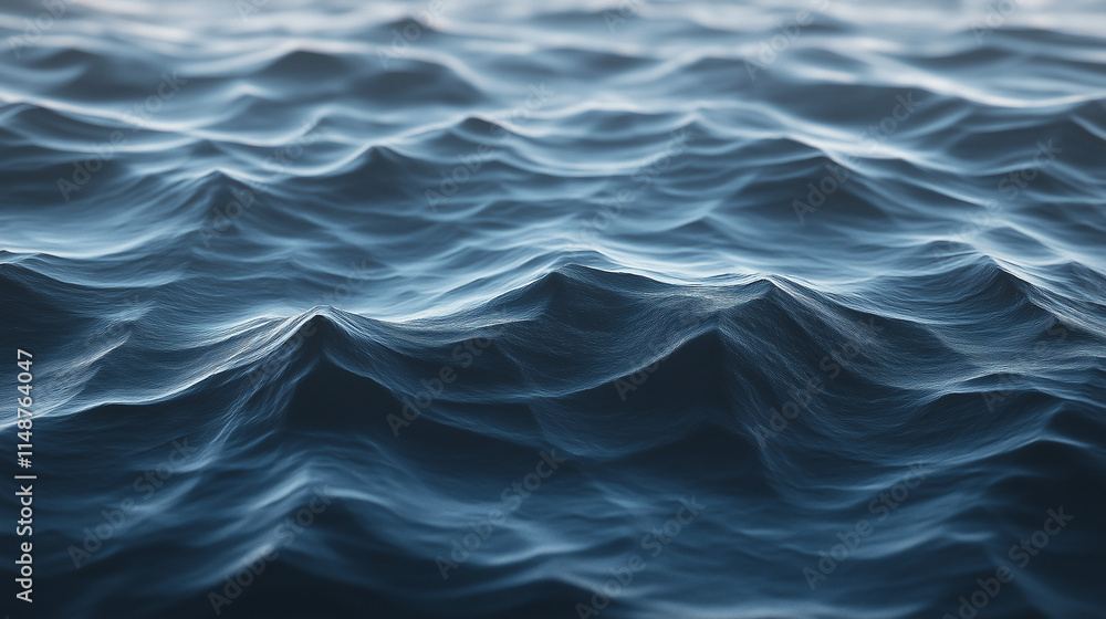 Obraz premium Top view of ocean waves with detailed blue water captured in sharp focus. High-resolution, hyperrealistic cinematic photography highlights natural lighting and volumetric textures for a stunning