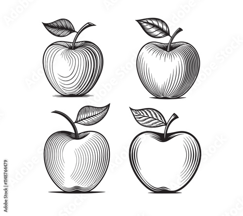 Apple line art silhouette