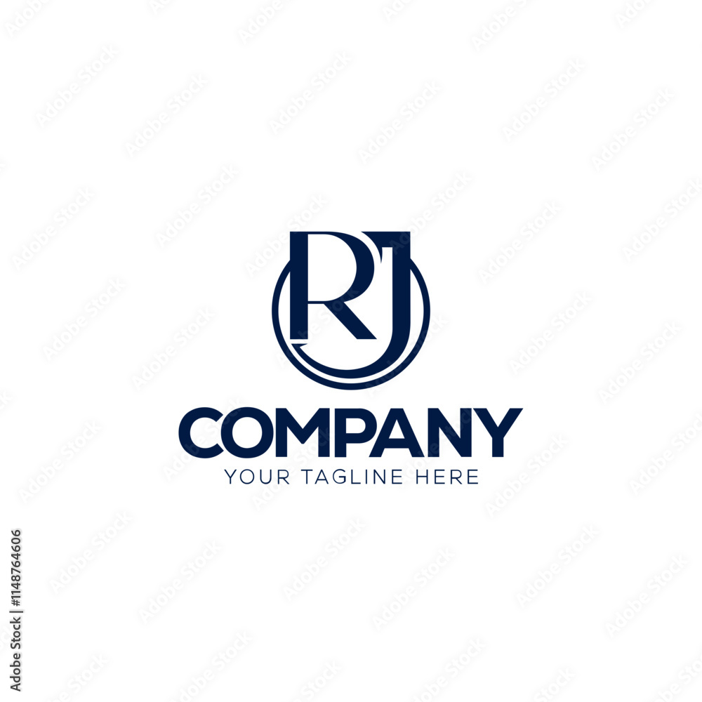 Monogram logo design of the letters RJ. Monogram logo design of the letters RJ.