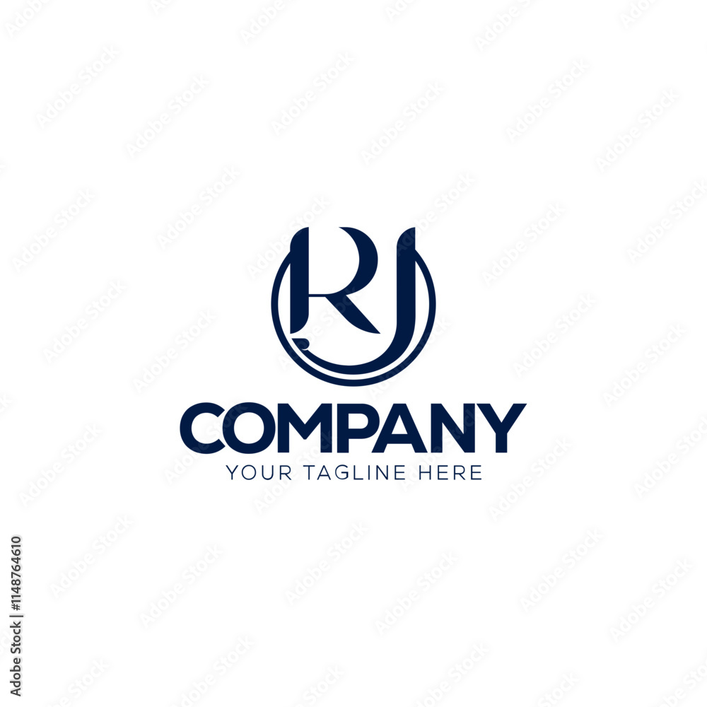 Monogram logo design of the letters RJ. Monogram logo design of the letters RJ.