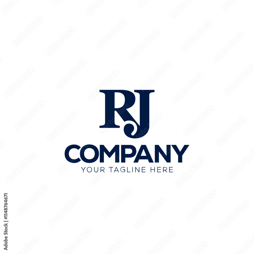 Monogram logo design of the letters RJ. Monogram logo design of the letters RJ.
