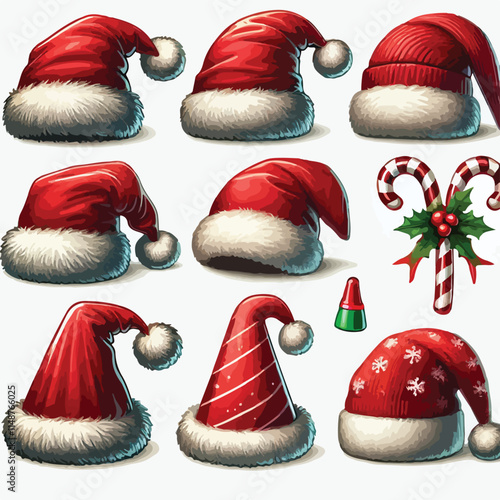 santa hat set vector