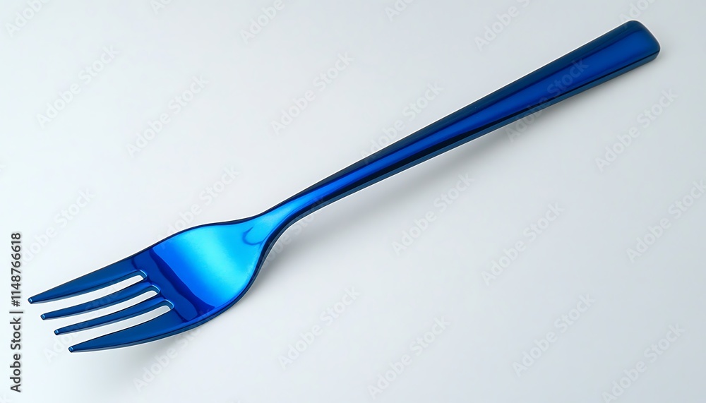Shiny blue fork with a modern design, isolated on a white background with clipping path, captured in high detail. Shiny blue fork with a modern design, isolated on a white background with clipping path, captured in high detail.